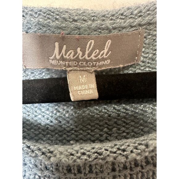 Marled Women's Blue Long Sleeve Anchor Sweater Lightweight Size M Blue Marled - Picture 2 of 4